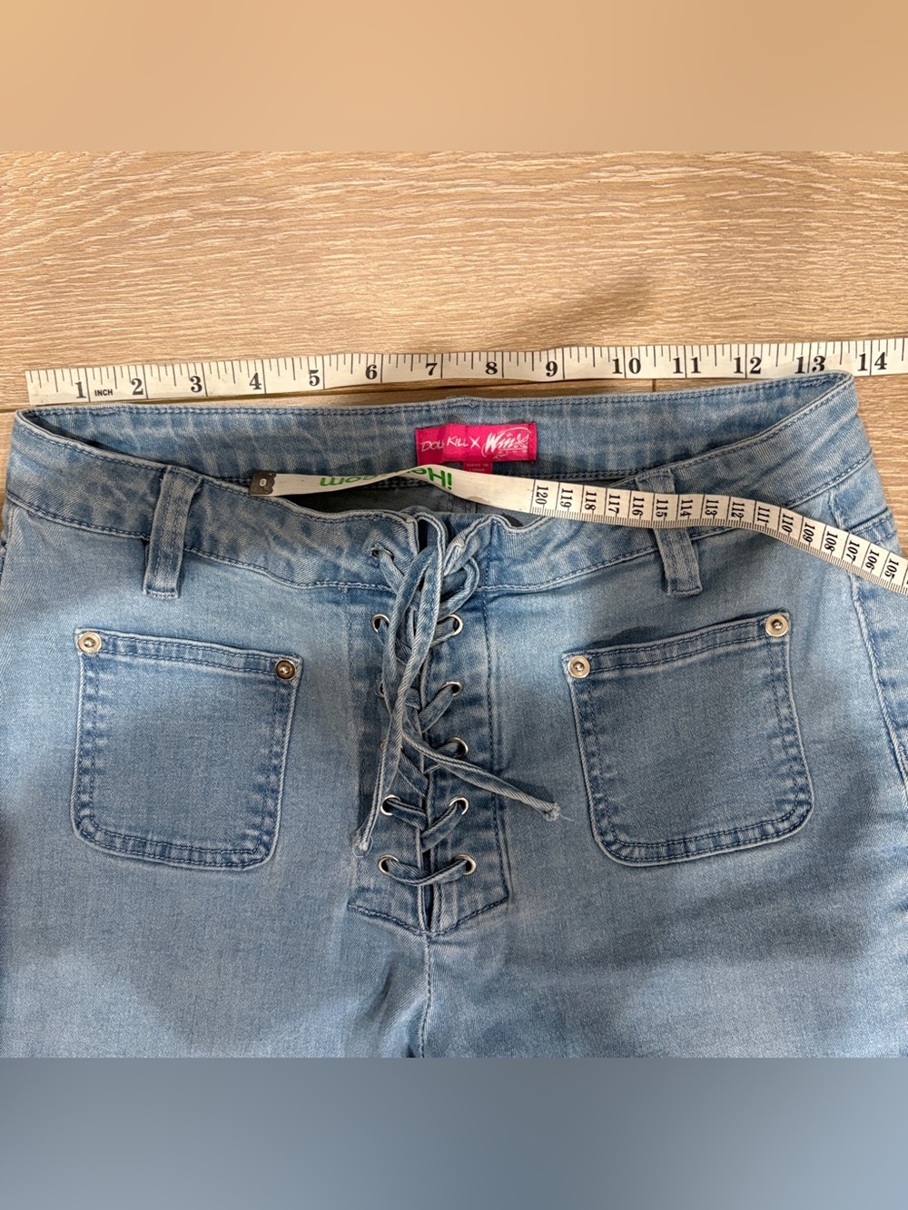 Dolls Kill x Winx Club Lace Up Stars Of Bliss Flare Jeans Size M - Picture 10 of 13